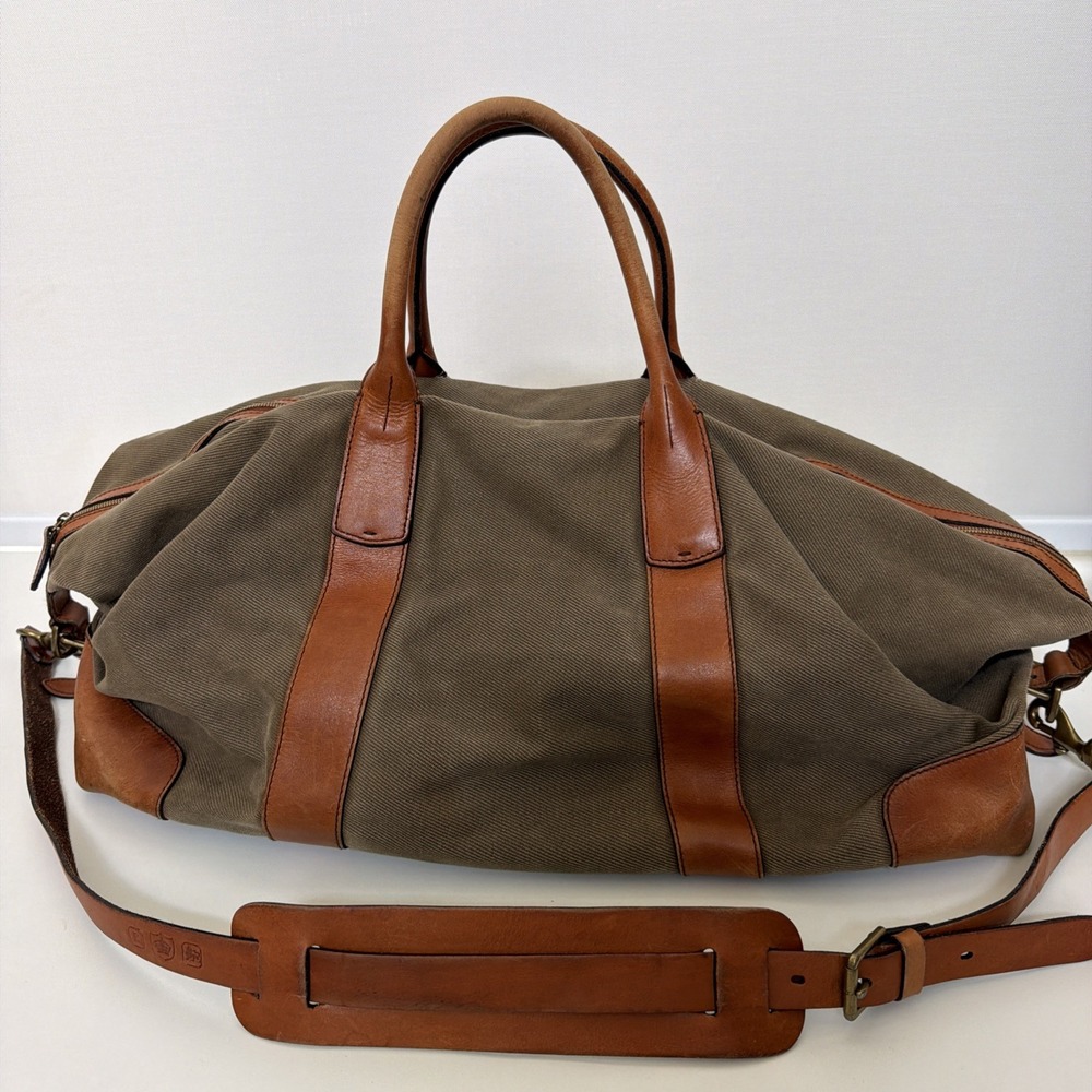Vintage Polo Ralph Lauren Canvas Leather Weekender Safari Duffel Travel Bag XL